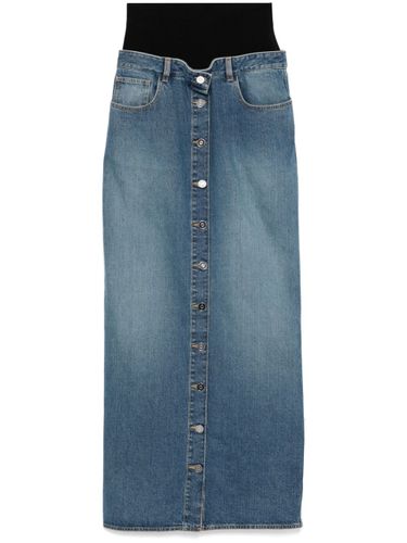 ALAÏA - Denim Cotton Column Skirt - AlaÏa - Modalova