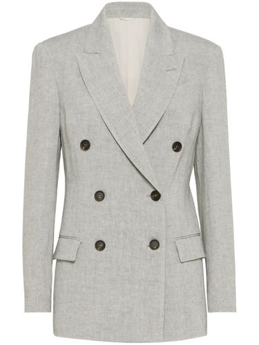 Linen Double-breasted Jacket - Brunello Cucinelli - Modalova