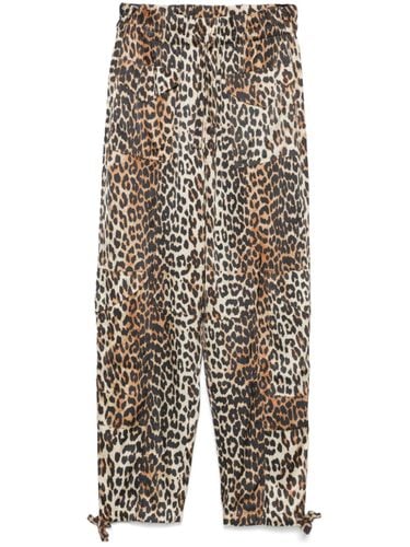 Leopard Print Satin Trousers - Ganni - Modalova