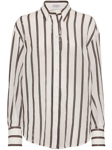 Striped Cotton Shirt - Brunello Cucinelli - Modalova