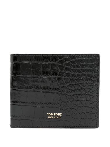 Shiny Printed Croc T Line Classic Bifold Wallet - Tom Ford - Modalova