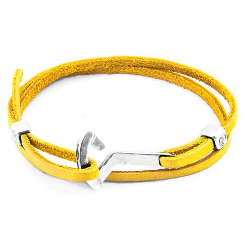 Mustard Flyak Anchor Silver and Flat Leather Bracelet - ANCHOR & CREW - Modalova