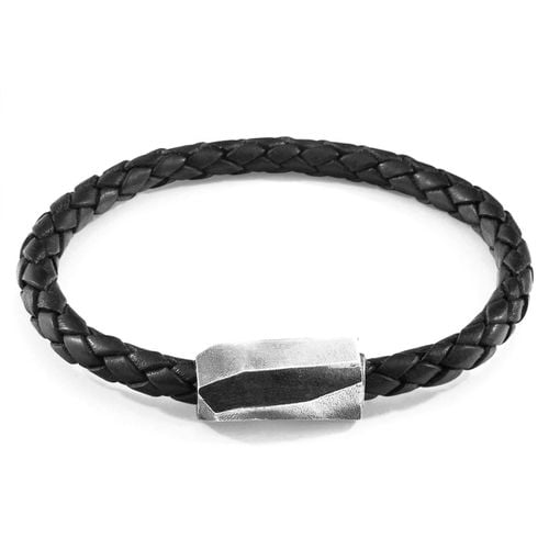 Midnight Hayling Silver and Braided Leather Bracelet - ANCHOR & CREW - Modalova
