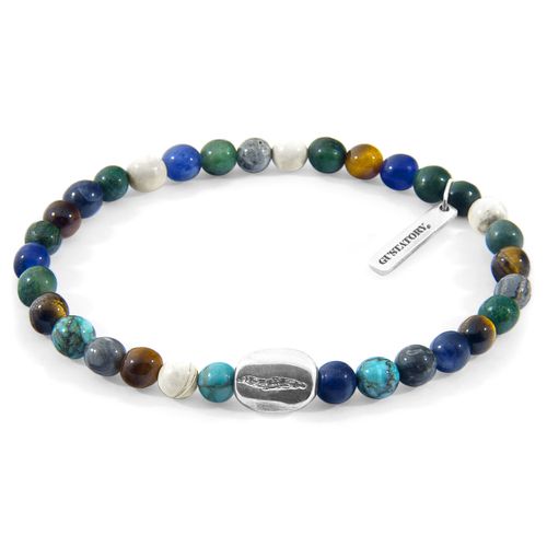 Multi-Gem GUSTATORY Coffee Bean Silver and Stone Bracelet - ANCHOR & CREW - Modalova