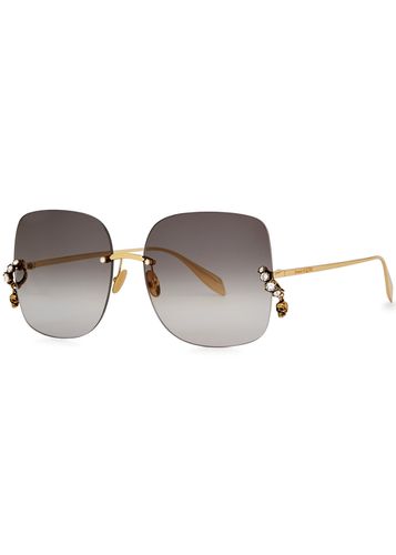 Oversized Rimless Sunglasses, Sunglasses, Grey Lense - Alexander McQueen - Modalova