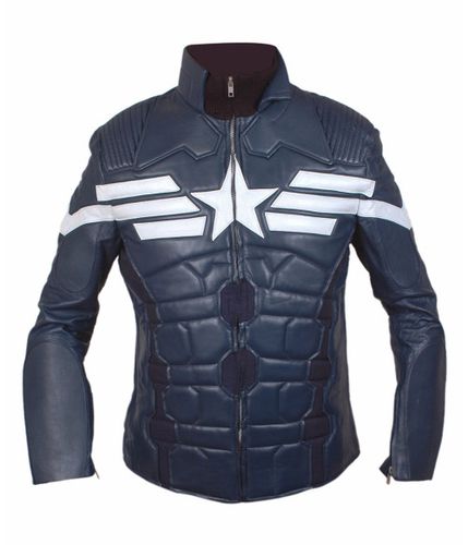 Captain America 2014 The Winter Soldier Motorbike Leather Jacket - Feather skin - Modalova