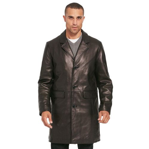 Men's Trench Coat Black Genuine Leather - Feather skin - Modalova