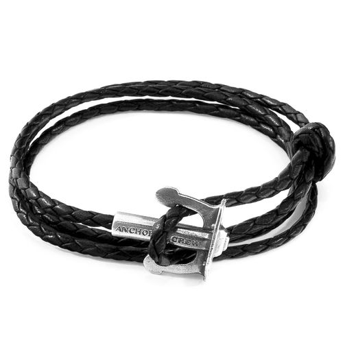 Coal Union Anchor Silver and Braided Leather Bracelet - ANCHOR & CREW - Modalova