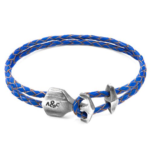 Royal Delta Anchor Silver and Braided Leather Bracelet - ANCHOR & CREW - Modalova