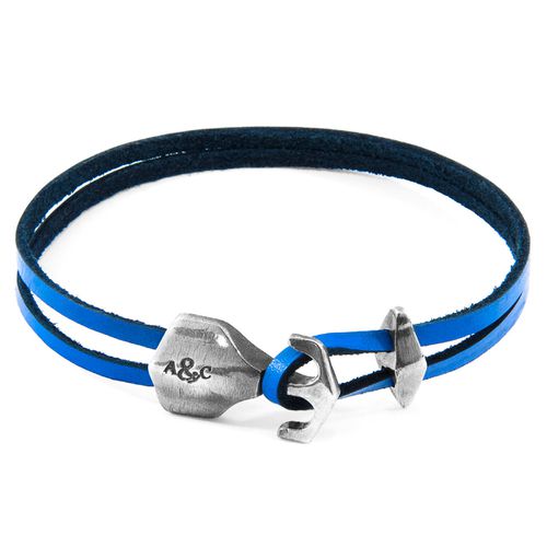 Royal Delta Anchor Silver and Flat Leather Bracelet - ANCHOR & CREW - Modalova