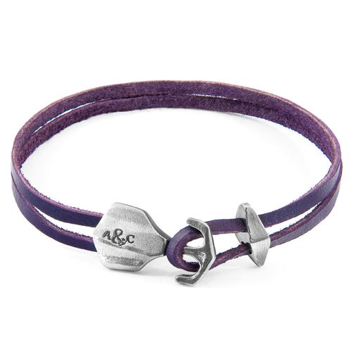 Grape Delta Anchor Silver and Flat Leather Bracelet - ANCHOR & CREW - Modalova