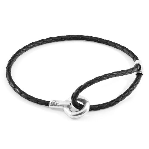 Coal Blake Silver and Braided Leather Bracelet - ANCHOR & CREW - Modalova