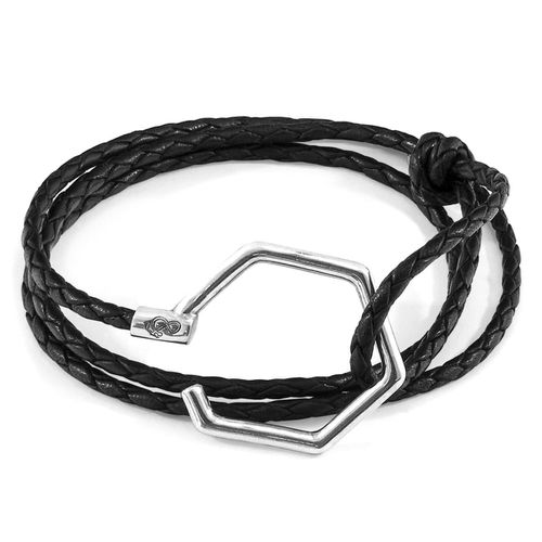 Coal Storey Silver and Braided Leather Bracelet - ANCHOR & CREW - Modalova