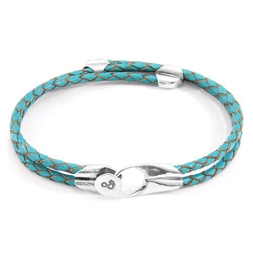 Blue Conway Silver and Braided Leather Bracelet - ANCHOR & CREW - Modalova