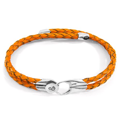 Fire Conway Silver and Braided Leather Bracelet - ANCHOR & CREW - Modalova