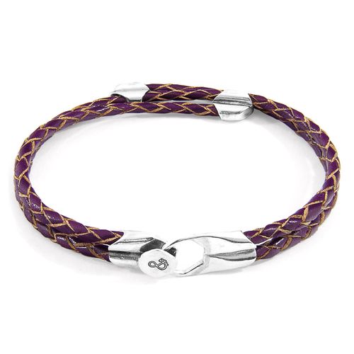 Deep Conway Silver and Braided Leather Bracelet - ANCHOR & CREW - Modalova