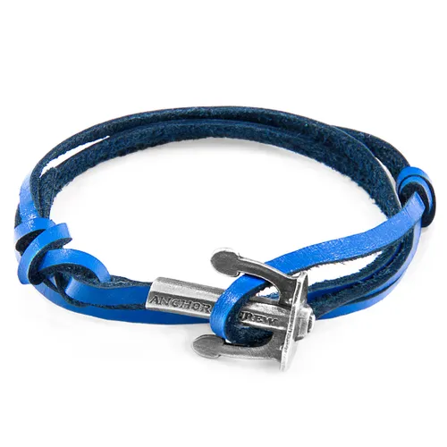 Royal Union Anchor Silver and Flat Leather Bracelet - ANCHOR & CREW - Modalova