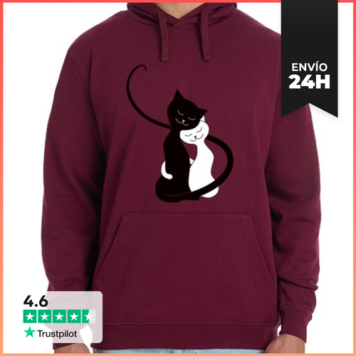 Sudadera Unisex Con Capucha Cute Hugging White And Black Cats In - latostadora.com - Modalova