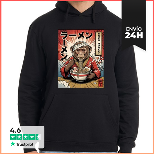 Sudadera Unisex Con Capucha Mono Comiendo Ramen De Pop Art - latostadora.com - Modalova