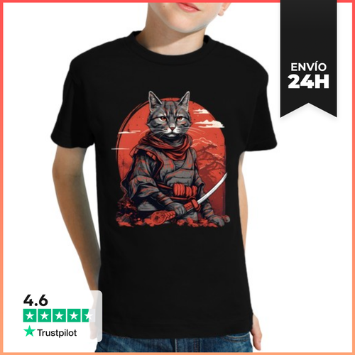 Camiseta Clásica Para Niños Gato Samurái LaTostadora - latostadora.com - Modalova