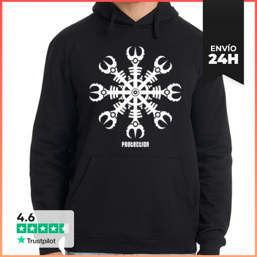 Sudadera Unisex Con Capucha Casco De Asombro - Aegishjalmur - latostadora.com - Modalova