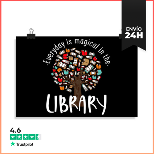 Póster Horizontal Cada Día Es Mágico En El Libro De La Biblioteca - latostadora.com - Modalova