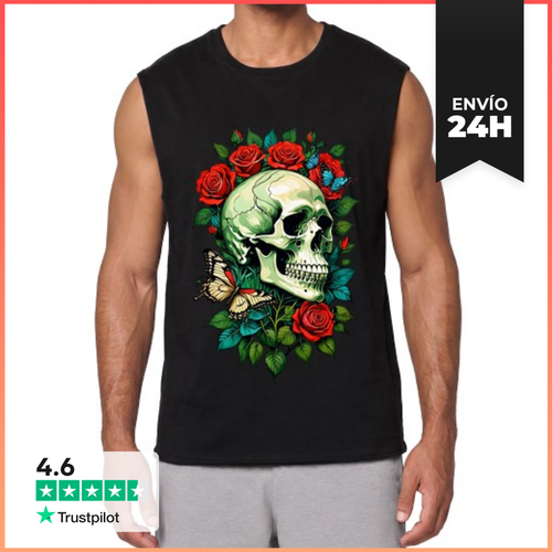 Camiseta Sin Mangas Calavera Y Rosa LaTostadora - latostadora.com - Modalova