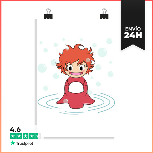 Póster Vertical Kokeshi Ponyo LaTostadora - latostadora.com - Modalova