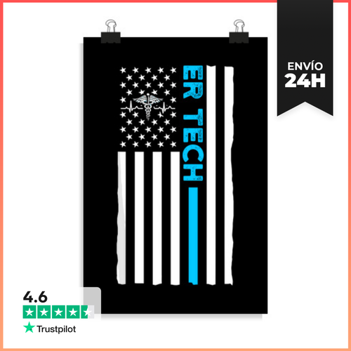 Póster Vertical Técnico De Emergencias Bandera De EE UU Sala De - latostadora.com - Modalova