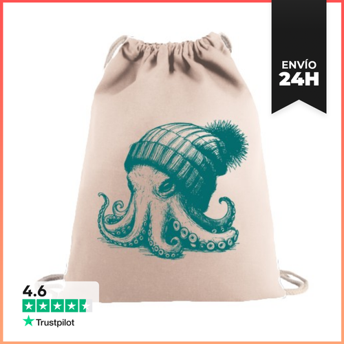 Mochila Saco Con Cuerdas PULPO CON GORRO DE LANA LaTostadora - latostadora.com - Modalova