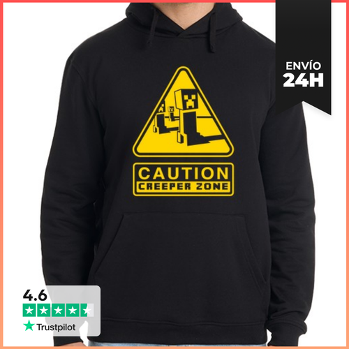 Sudadera Unisex Con Capucha Caution Creeper Zone (Negro) - latostadora.com - Modalova