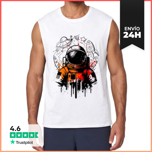 Camiseta Sin Mangas Astronauta En El Espacio Estilo Graffiti - latostadora.com - Modalova