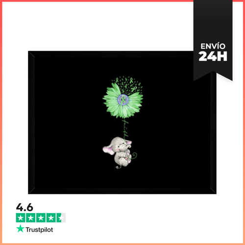 Cuadro Con Marco Horizontal Elefante De Fe Sostiene Girasol Verde - latostadora.com - Modalova