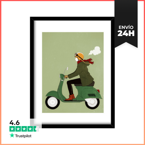 Cuadro Con Marco Vertical Chica De La Vespa LaTostadora - latostadora.com - Modalova