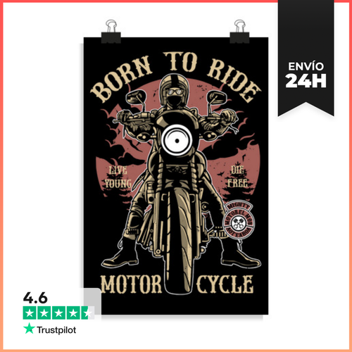 Póster Vertical Born To Ride LaTostadora - latostadora.com - Modalova