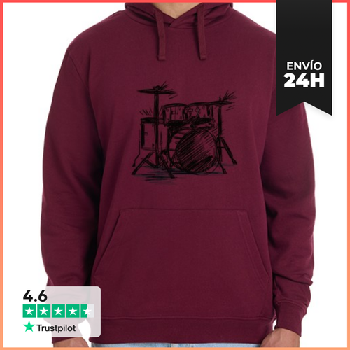 Sudadera Unisex Con Capucha Boceto Batería Musical LaTostadora - latostadora.com - Modalova