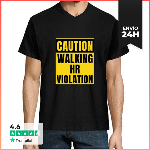 Camiseta Hombre, Cuello Pico Precaución Al Caminar Violación De - latostadora.com - Modalova