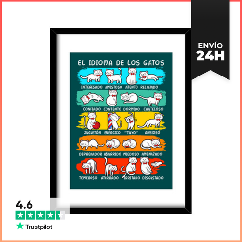 Cuadro Con Marco Vertical El Idioma De Los Gatos Animales - latostadora.com - Modalova