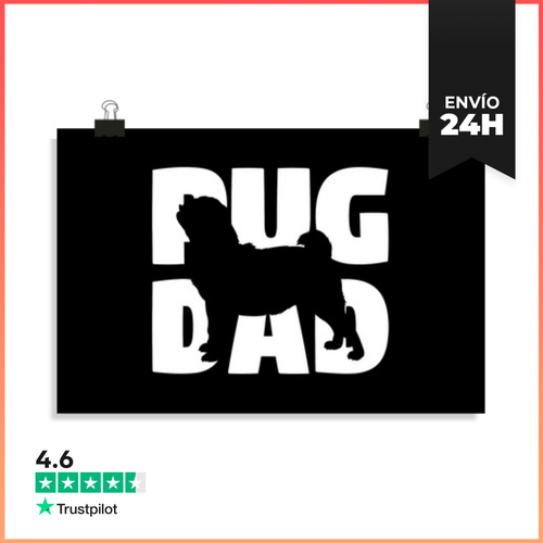 Póster Horizontal Papá De Pug Regalo De Pug Papá Perro Papá - latostadora.com - Modalova