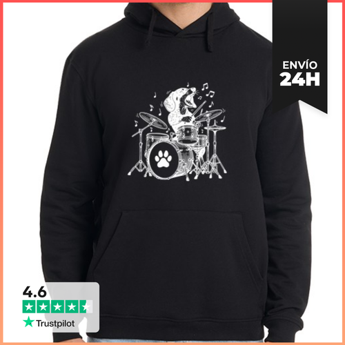 Sudadera Unisex Con Capucha Perro Salchicha Músico Baterista - latostadora.com - Modalova