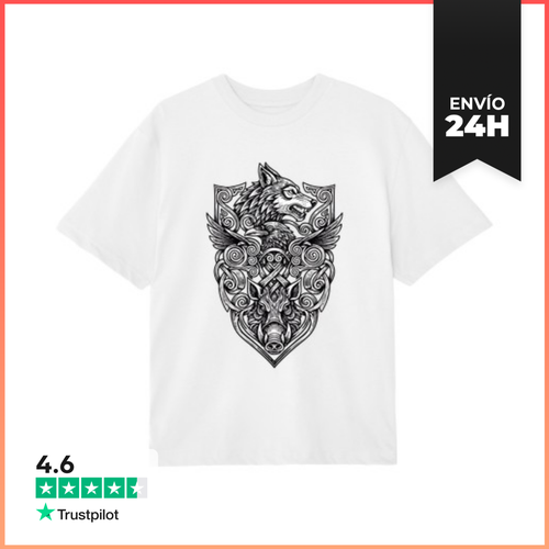 Camiseta Oversize Vikingo Valhalla Fenrir Frey Odin LaTostadora - latostadora.com - Modalova