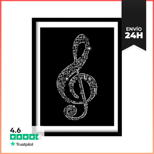 Cuadro Con Marco Vertical Clave De Sol - Música - Músicos - latostadora.com - Modalova