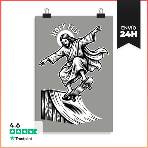 Póster Vertical Jesús Skater - Santo Giro LaTostadora - latostadora.com - Modalova