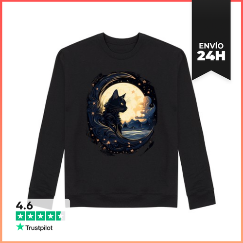 Sudadera Unisex Fantasía Gato Arte Luna Decoración Anim - latostadora.com - Modalova