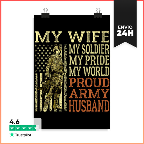 Póster Vertical Mi Esposa Mi Soldado Héroe Orgulloso Ejército - latostadora.com - Modalova