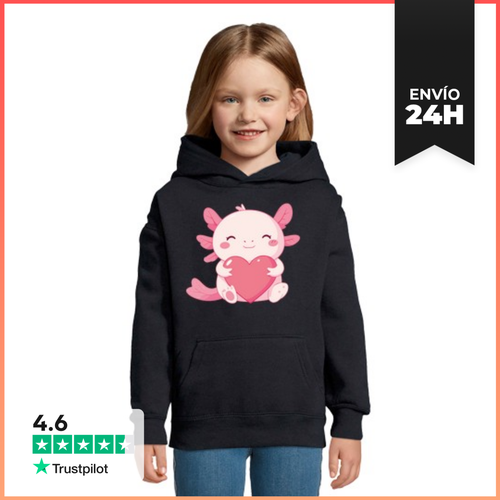 Sudadera Para Niños Con Capucha Ajolote Kawaii Con Corazón - latostadora.com - Modalova