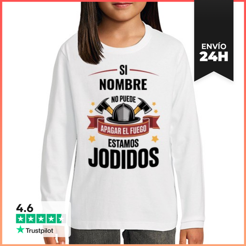 Camiseta Manga Larga Para Niños Bombero Nombre Personalizable - latostadora.com - Modalova