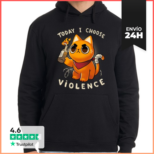 Sudadera Unisex Con Capucha Today I Choose Violence - Angry Kitty - latostadora.com - Modalova