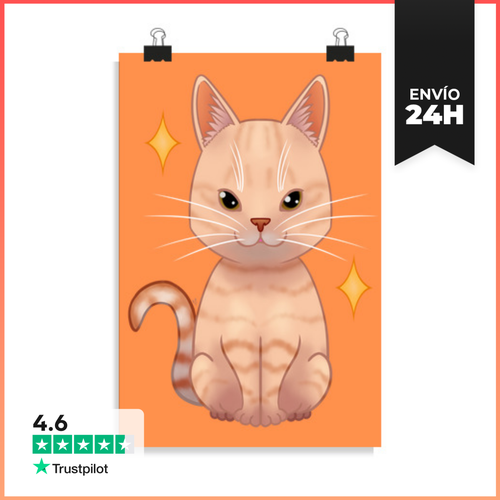 Póster Vertical Gato Europeo Atigrado Naranja Común LaTostadora - latostadora.com - Modalova