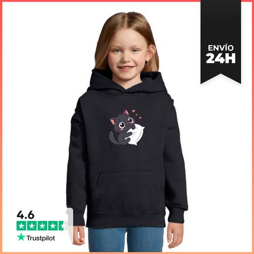 Sudadera Para Niños Con Capucha Gatito Negro Cariñoso Sobre - latostadora.com - Modalova